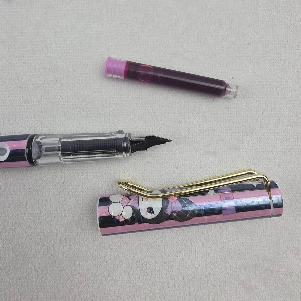 NWOT Kuromi Pencil & Calligraphy Pen Set   With Eraser, Stickers, Extra Ink‎
